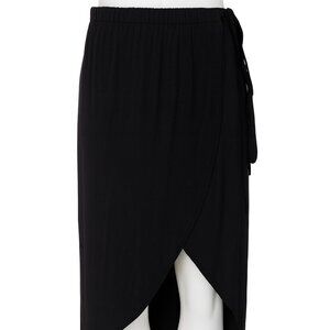 Ultra Flirt Black Faux Wrap Midi Skirt Size L